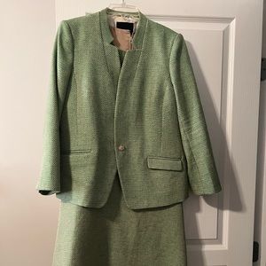 Green and Beige Dress with Jacket